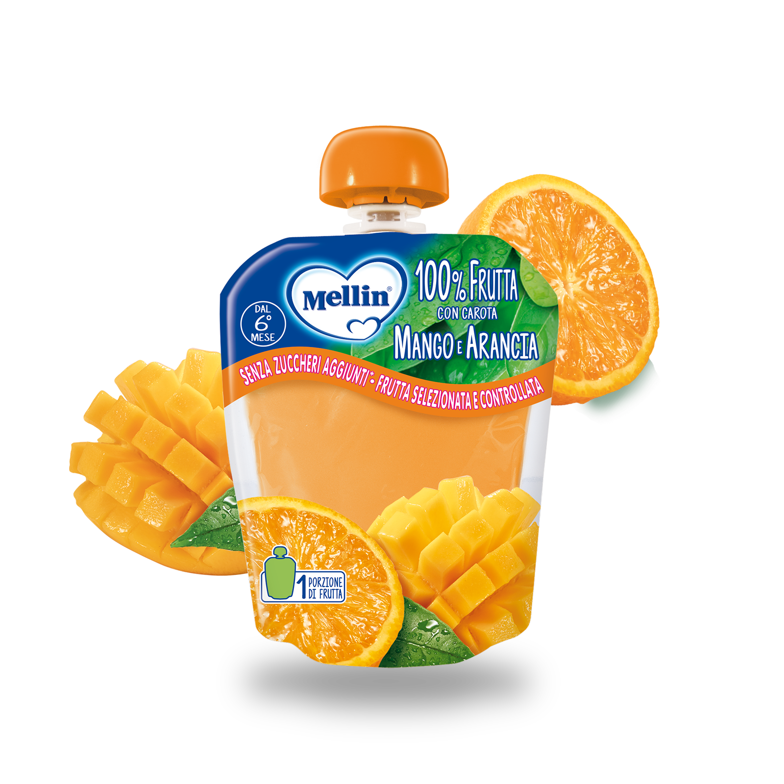 Merenda 100% arancia e mango con carota | Mellin