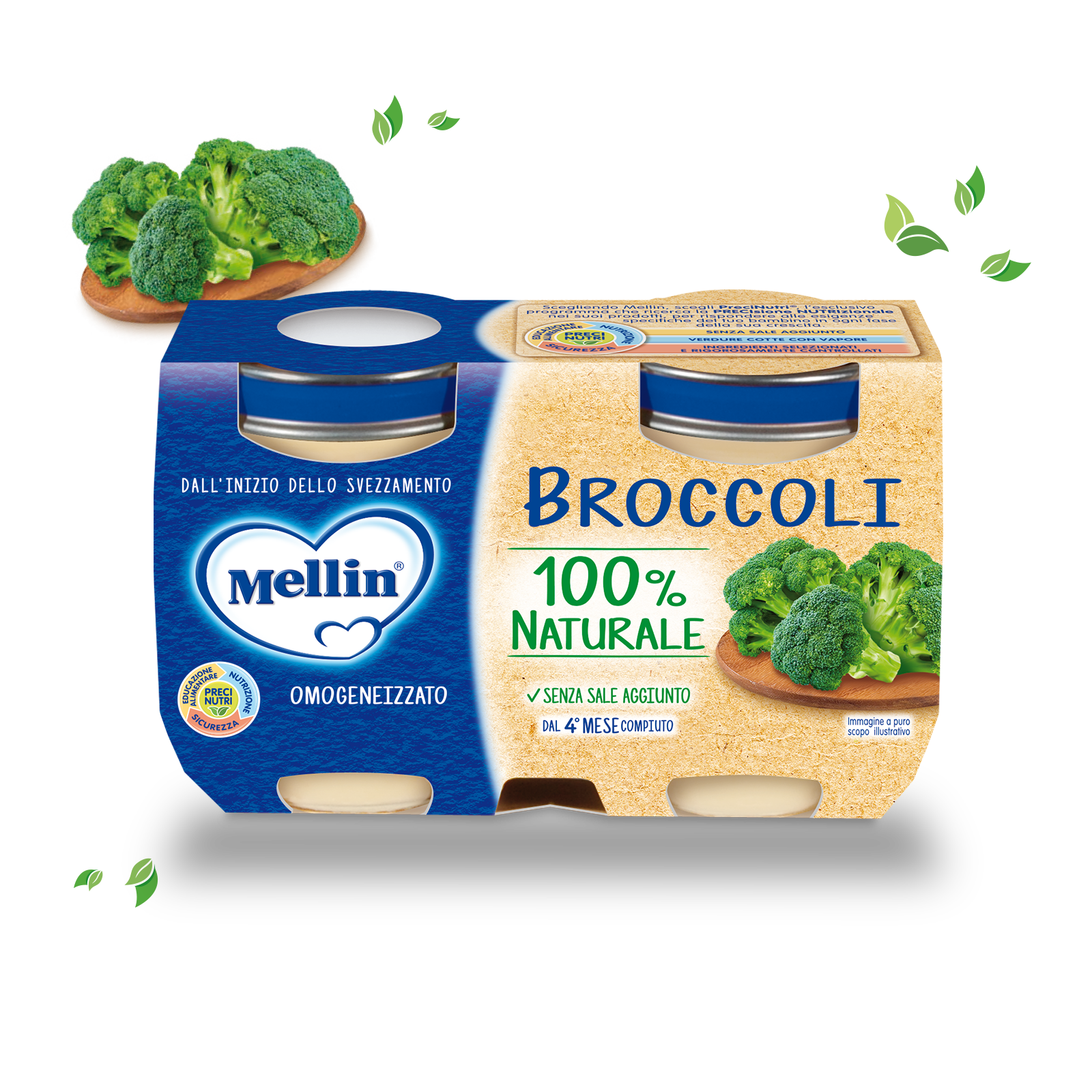Broccoli Confezione da 250 g ℮ (2 vasetti x 125 g) | Mellin