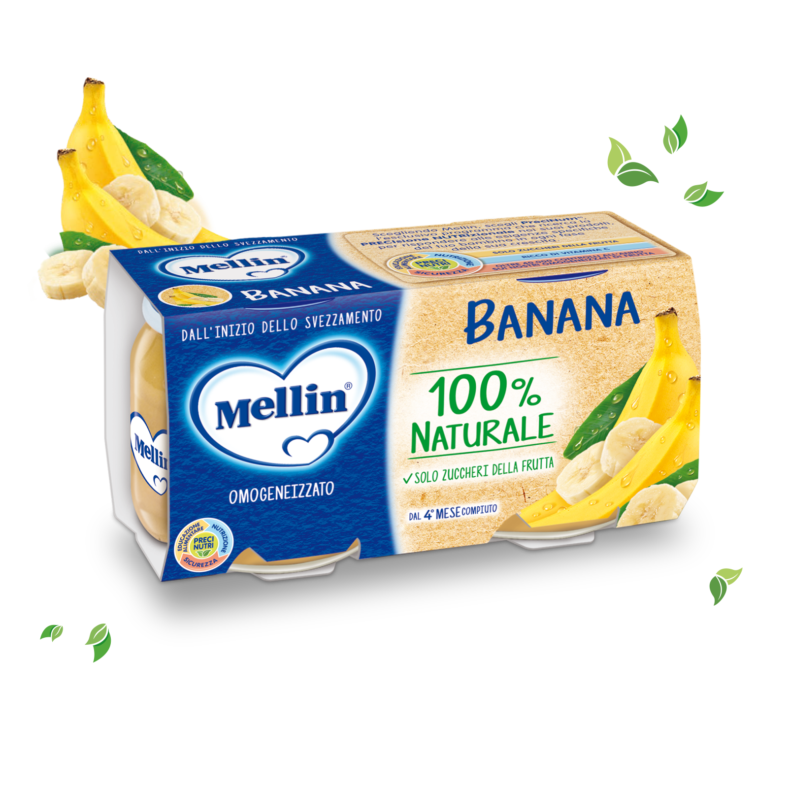 Banana Confezione da 200 g ℮ (2 vasetti x 100 g) | Mellin