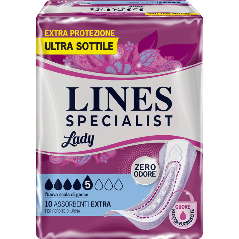 Acquista online Lines Specialist ExtraUltra Mini | Linea prodotto Leggere e Medie per donna. Lines Specialist, prodotti per perdite di urina Assorbenti Femminili Lady Extra